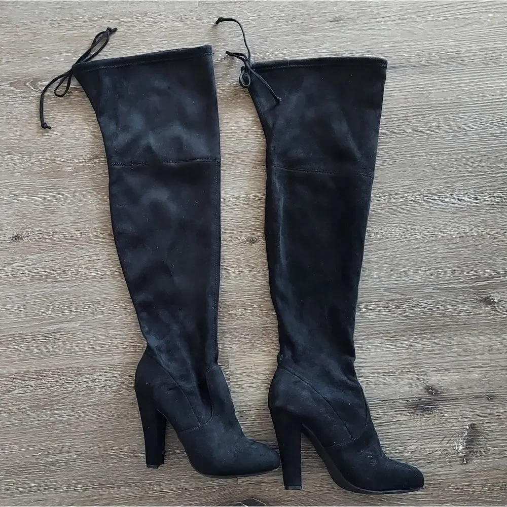 ZIGI SOHO Women's Brock Over The Knee Black Heeled Boots Size 7